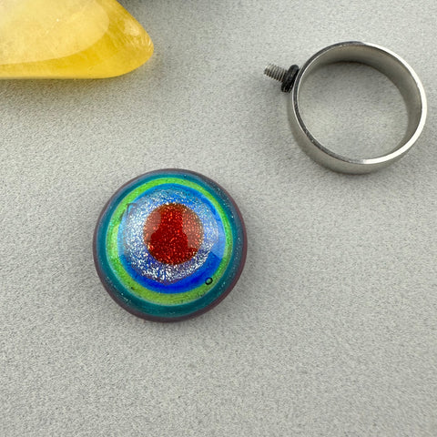 RAINBOW III ~ HANDMADE GLASS RING TOPPER