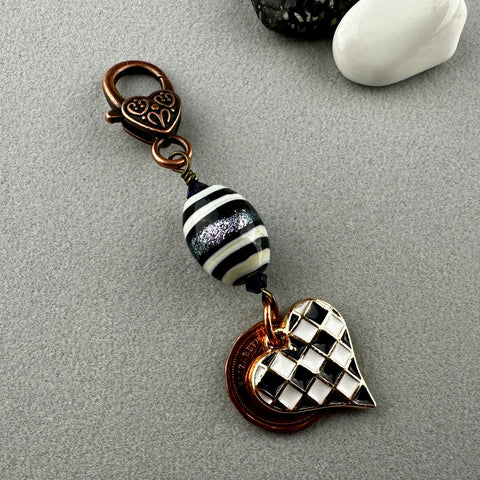 LUCKY PENNY CHARM WITH HANDMADE GLASS BEAD AND PAINTED ANGEL