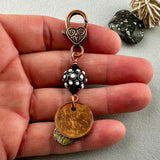 LUCKY PENNY CHARM WITH HANDMADE GLASS BEAD AND DOG CHARM II