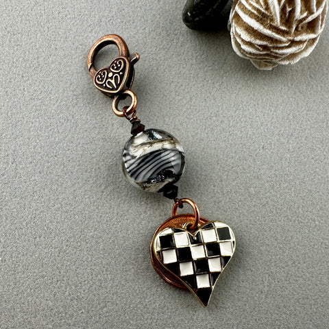 LUCKY PENNY CHARM WITH HANDMADE GLASS BEAD AND PAINTED ANGEL
