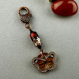 LUCKY PENNY CHARM WITH HANDMADE GLASS BEAD AND BUTTERFLY CHARM II