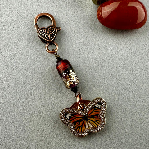 LUCKY PENNY CHARM WITH HANDMADE GLASS BEAD AND HEART CHARM III