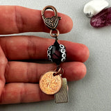LUCKY PENNY CHARM WITH HANDMADE GLASS BEAD AND CHECKER CHARM