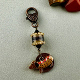 LUCKY PENNY CHARM WITH HANDMADE GLASS BEAD AND HOT DOG CHARM