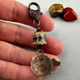 LUCKY PENNY CHARM WITH HANDMADE GLASS BEAD AND HOT DOG CHARM