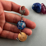 LUCKY PENNY CHARM WITH HANDMADE GLASS BEAD AND EVIL EYE CHARM II