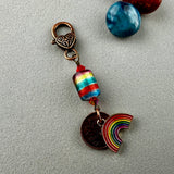 LUCKY PENNY CHARM WITH HANDMADE GLASS BEAD AND RAINBOW CHARM