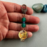 LUCKY PENNY CHARM WITH HANDMADE GLASS BEAD AND BABUSHKA DOLL CHARM