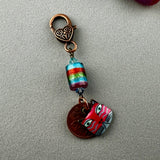 LUCKY PENNY CHARM WITH HANDMADE GLASS BEAD AND CAT CHARM VI