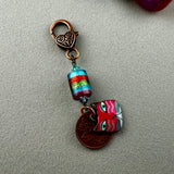 LUCKY PENNY CHARM WITH HANDMADE GLASS BEAD AND CAT CHARM VI
