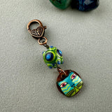 LUCKY PENNY CHARM WITH HANDMADE GLASS BEAD AND CAT CHARM IX
