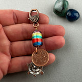 LUCKY PENNY CHARM WITH HANDMADE GLASS BEAD AND TURTLE
