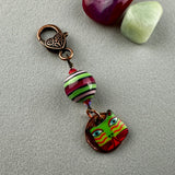 LUCKY PENNY CHARM WITH HANDMADE GLASS BEAD AND CAT CHARM X