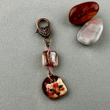 LUCKY PENNY CHARM WITH HANDMADE GLASS BEAD AND CAT CHARM XI