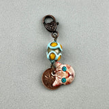 LUCKY PENNY CHARM WITH HANDMADE GLASS BEAD AND CAT CHARM XII