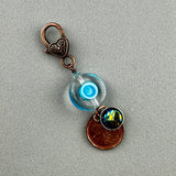 LUCKY PENNY CHARM WITH HANDMADE GLASS BEAD AND MERMAID CHARM