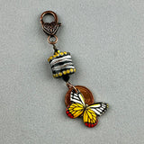 LUCKY PENNY CHARM WITH HANDMADE GLASS BEAD AND BUTTERFLY CHARM VI