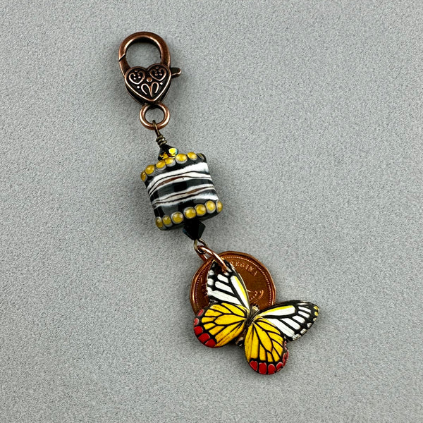 LUCKY PENNY CHARM WITH HANDMADE GLASS BEAD AND BUTTERFLY CHARM VI