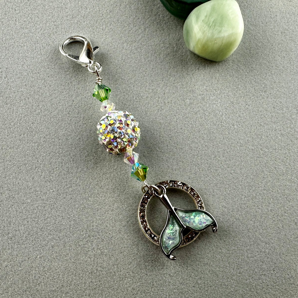 LUCKY SILVER CHARM DROP WITH SPARKLE BALL AND WHALE