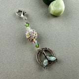 LUCKY SILVER CHARM DROP WITH SPARKLE BALL AND WHALE'S TAIL CHARM