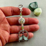 LUCKY SILVER CHARM DROP WITH SPARKLE BALL AND WHALE'S TAIL CHARM