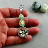 LUCKY SILVER CHARM DROP WITH HANDMADE GLASS BEADS AND FOUR LEAF CLOVER