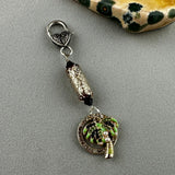 LUCKY SILVER CHARM DROP WITH A HANDMADE GLASS BEAD AND PALM TREE CHARM