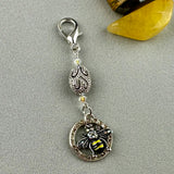 LUCKY SILVER CHARM DROP WITH A SPARKLY BEAD AND BEE CHARM