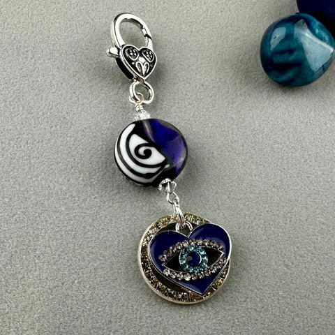 LUCKY PENNY CHARM WITH HANDMADE GLASS BEAD AND CAT CHARM X
