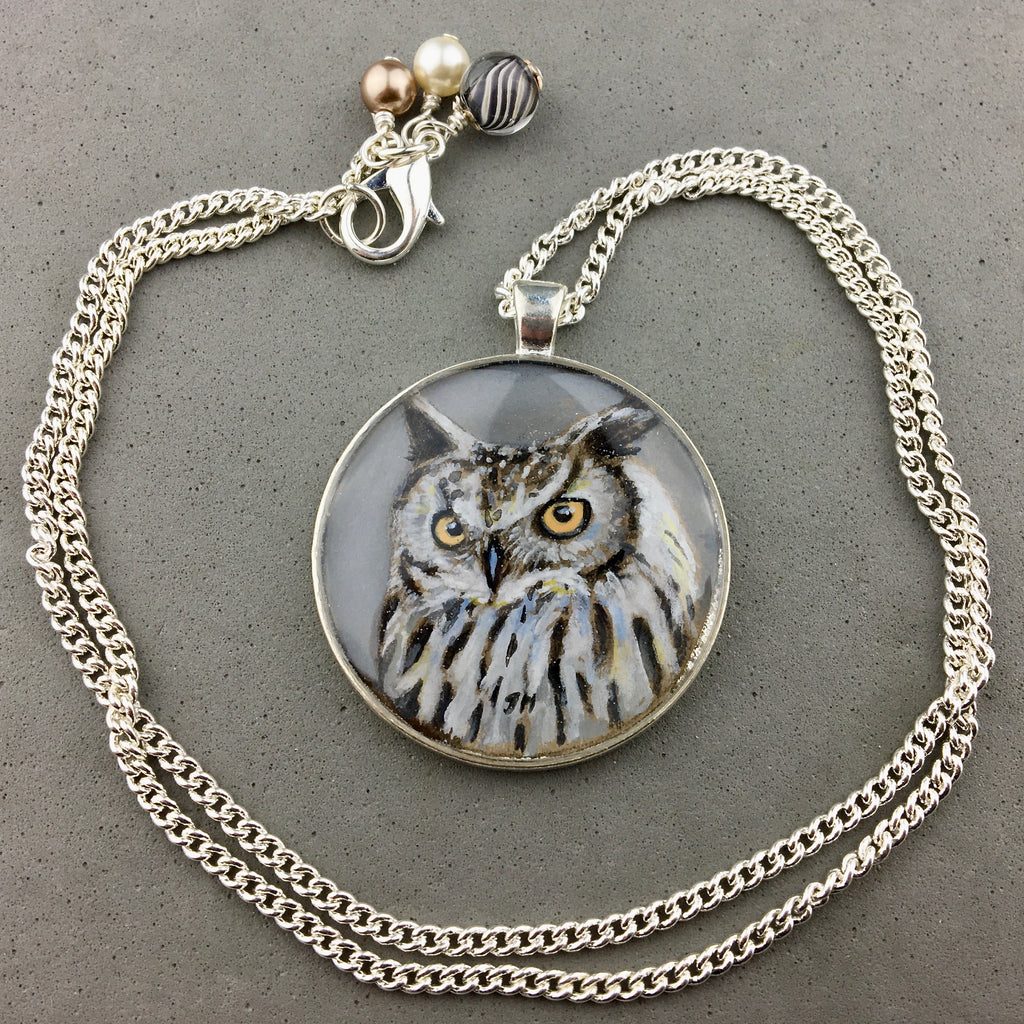 CHARLES ~ HAND PAINTED MINIATURE ART PENDANT ON A 22 INCH SILVER CHAIN