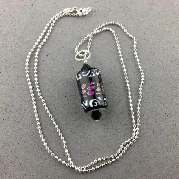GROOVY LAVA LAMP ~ HANDMADE GLASS PENDANT ON AN 18" STERLING SILVER BALL CHAIN