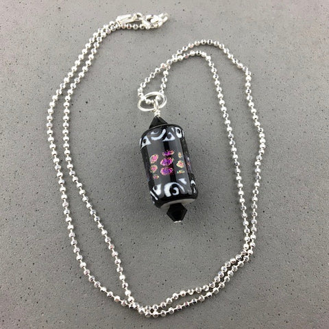 GROOVY LAVA LAMP ~ HANDMADE GLASS PENDANT ON AN 18" STERLING SILVER BALL CHAIN