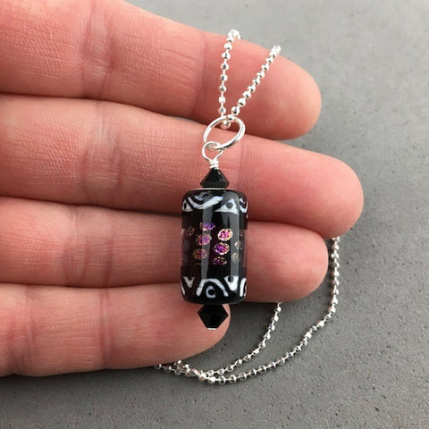 GROOVY LAVA LAMP ~ HANDMADE GLASS PENDANT ON AN 18" STERLING SILVER BALL CHAIN