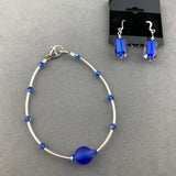 NAVY FROST ~ STERLING SILVER WRAP WITH HANDMADE GLASS BEAD