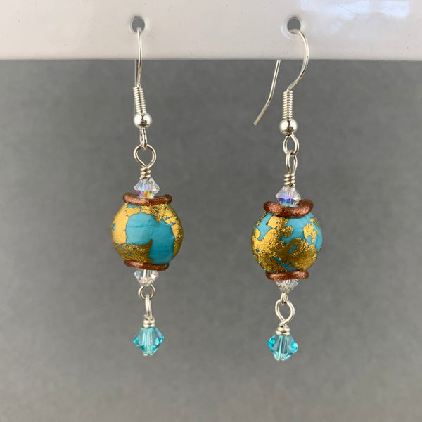 MAP OF THE WORLD ~ HANDMADE GLASS BEAD EARRINGS