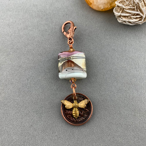 SWEET AMBER BERRY PULL CHARM WITH HANDMADE GLASS BEADS