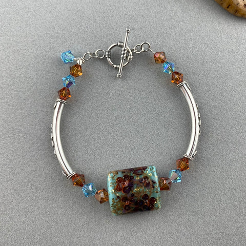 MON AMI WRAP ~ STERLING SILVER BRACELET WITH HANDMADE GLASS BEAD