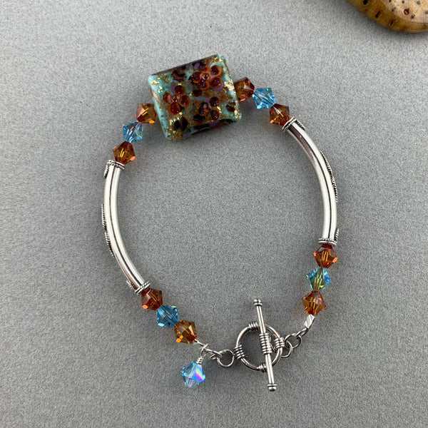 MON AMI WRAP ~ STERLING SILVER BRACELET WITH HANDMADE GLASS BEAD