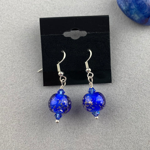 BLUE SPARKLE ~ HANDMADE GLASS EARRINGS