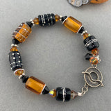 BUTTERSCOTCH RIPPLE ~ HANDMADE GLASS BEAD BRACELET