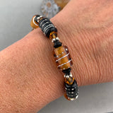 BUTTERSCOTCH RIPPLE ~ HANDMADE GLASS BEAD BRACELET