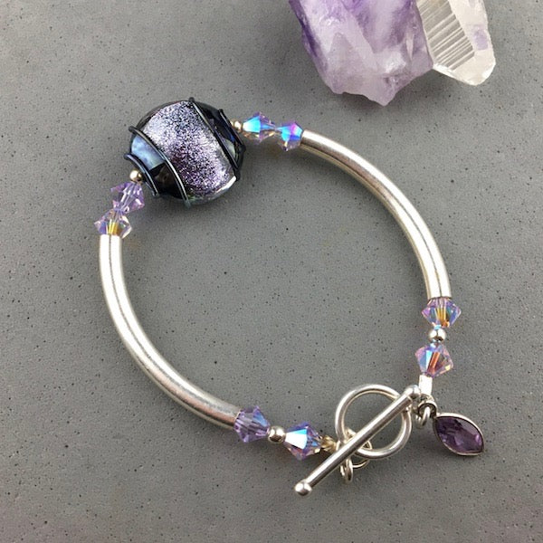 SPARKLY WRAP WITH HANDMADE LILAC GLASS BEAD